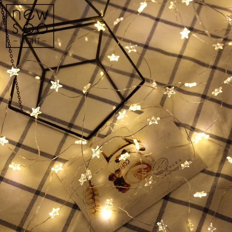 Star & Snowflake Wire String Lights