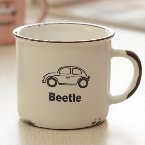 Hot Sale Enamel Mug Cute Car Tea Mug Novelty Outdoor Mug Travel Coffee cup