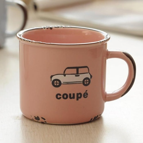 Hot Sale Enamel Mug Cute Car Tea Mug Novelty Outdoor Mug Travel Coffee cup