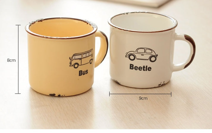 Hot Sale Enamel Mug Cute Car Tea Mug Novelty Outdoor Mug Travel Coffee cup